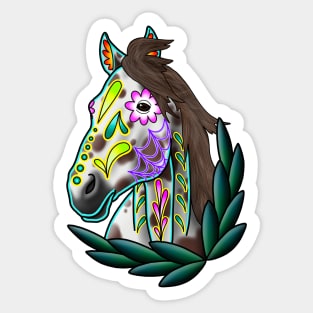 Day of the Dead Brown Appaloosa Sugar Skull Horse Sticker